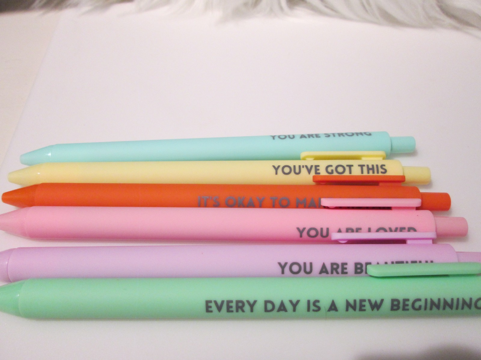 Cool motivational pens ball point x 6 pastel w/fun sayings listed below gifts