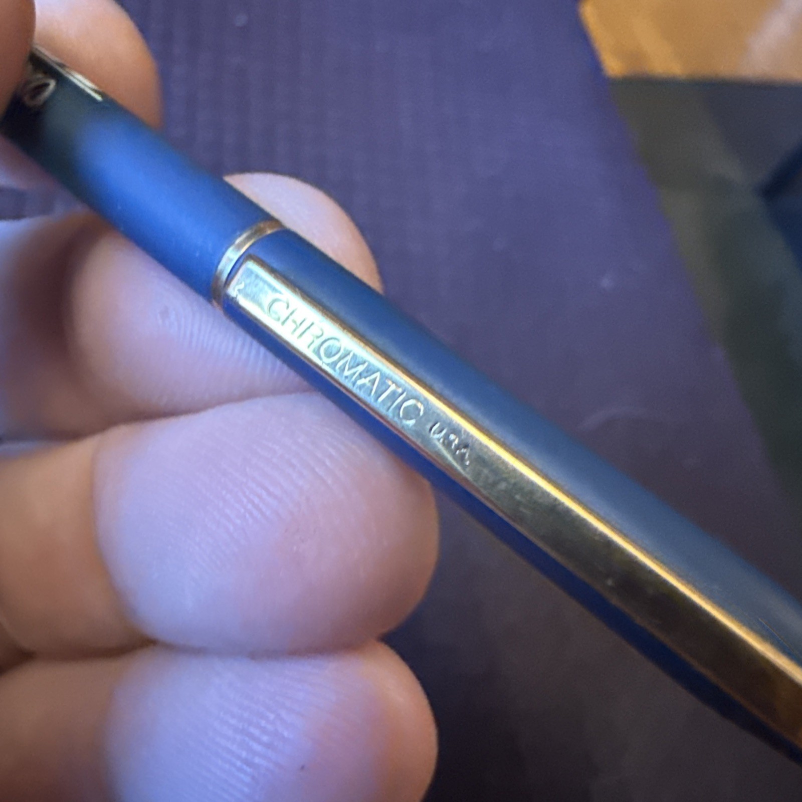 63 Total Chromatic Ballpoint Pen Dark Blue Made In USA All Metal Circa 1970’s