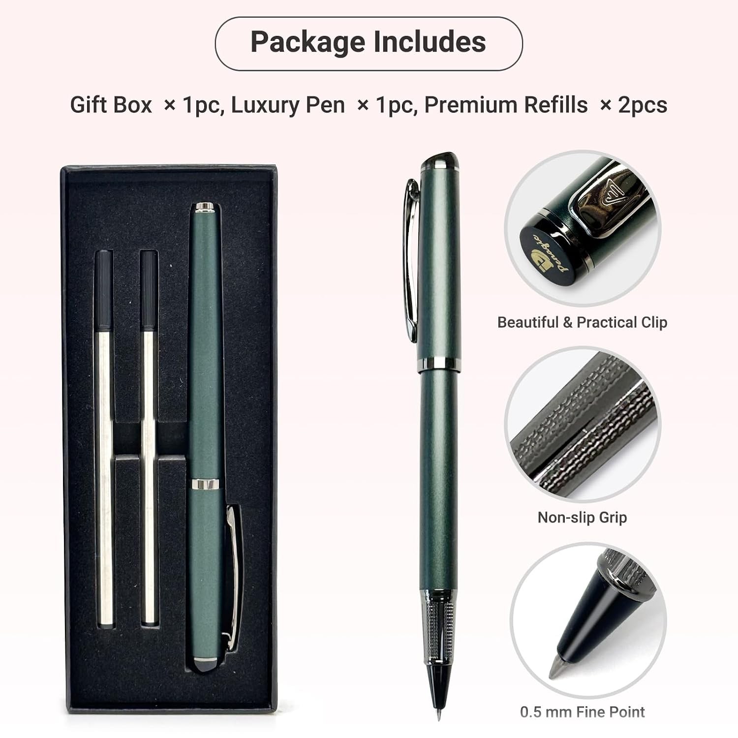Luxury Rollerball Pen, Black Ink, Fine Point, Unisex, Professional Writing