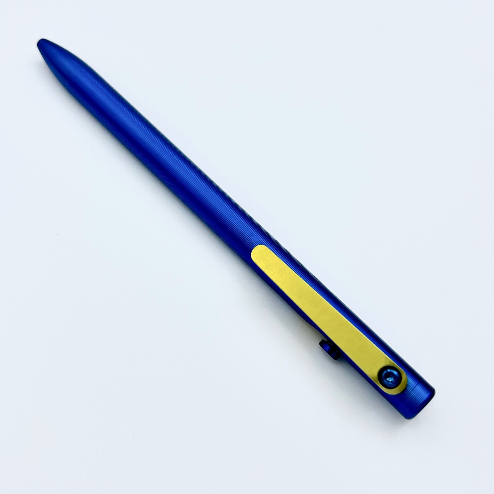 Tactile Turn – Titanium Slim Bolt Action Standard Size Pen Custom Blue & Gold