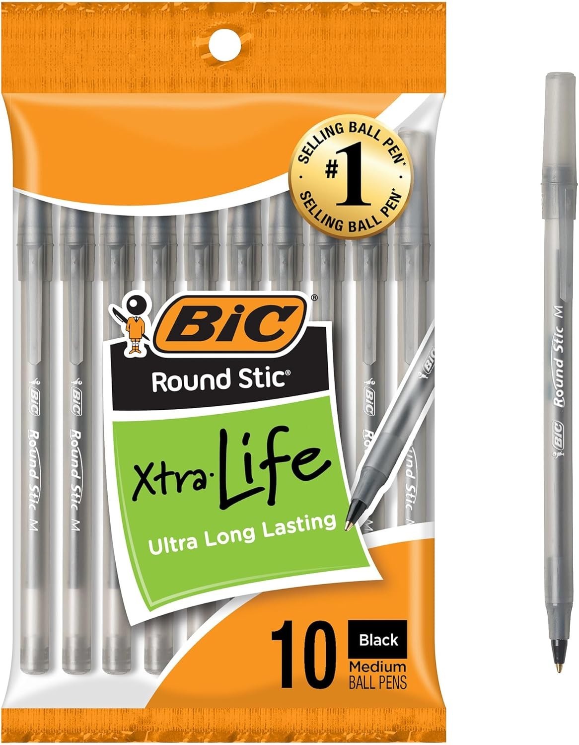 Pack of 10 Ballpoint Pen – Black Ink Ball Point Pens for Office Writing School