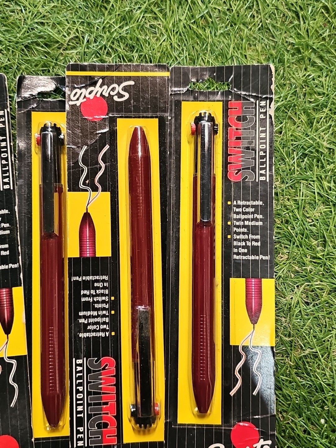 7 NOS Vintage 1991 Scripto SWITCH Retractable Two Color Ballpoint Pen Black Red