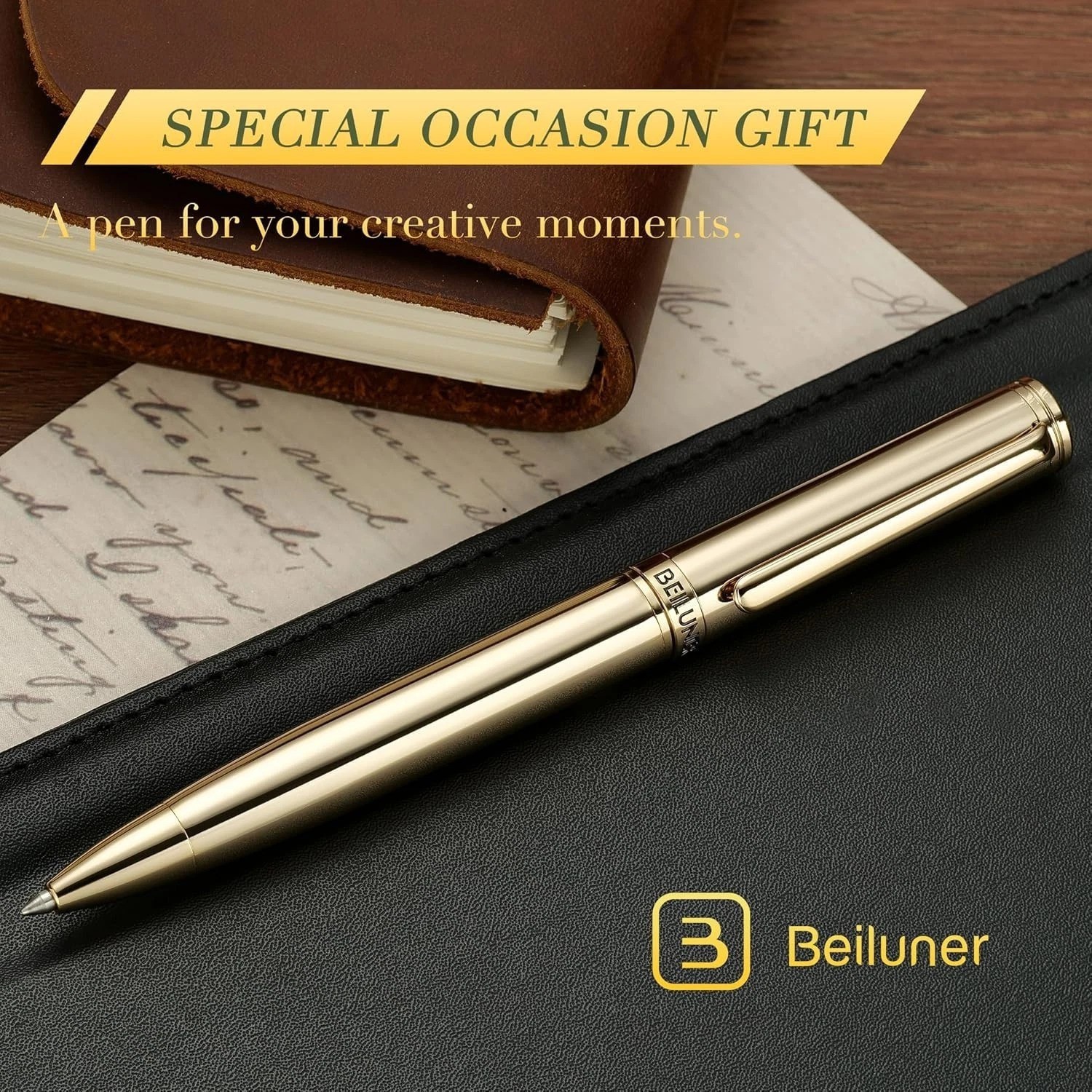 Stunning 24K Gold Plated Gel Pen, Black Ink, Luxury Writing