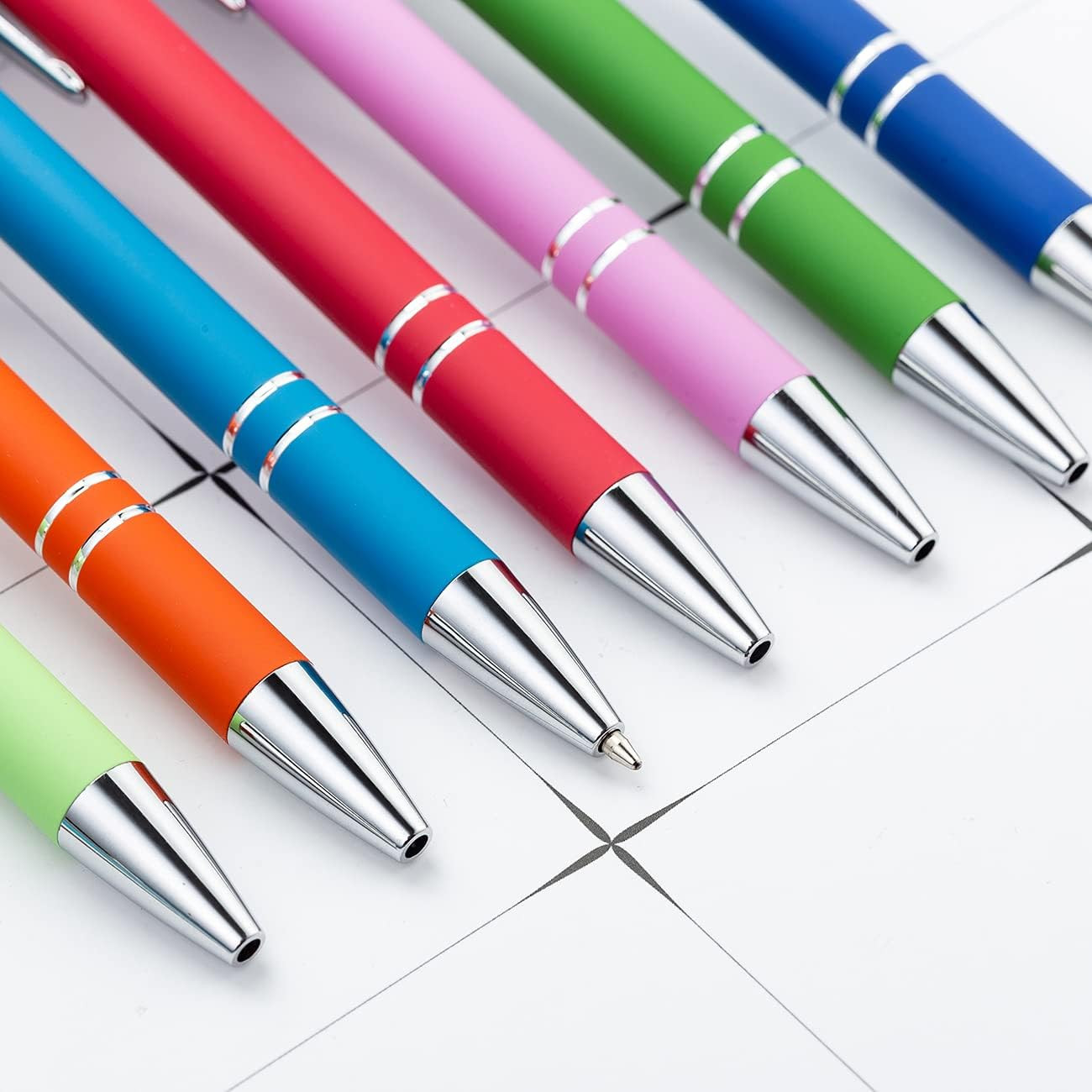 PASISIBICK 12 Pieces Rainbow Rubberized Soft Touch Ballpoint Pen with Stylus Tip