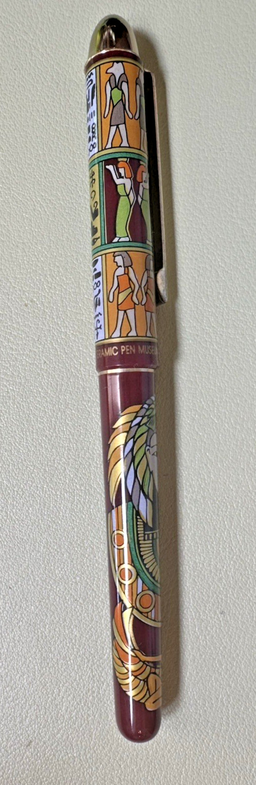 Vintage Micro Ceramic Ball point Pen, Egyptian motif, not working