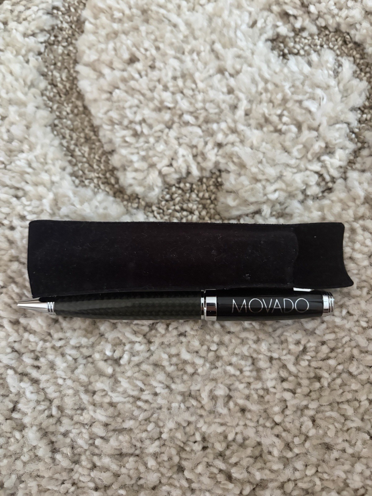 Movado Branded ballpoint pen black and carbon fiber