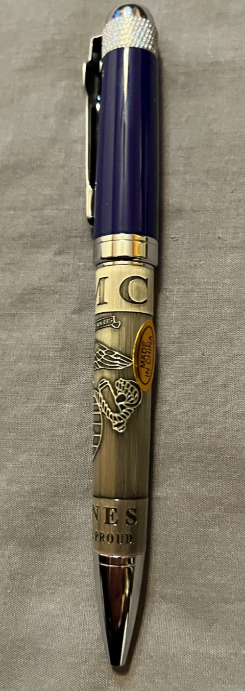 USMC United States Marines Metal Ballpoint Pen Logo Blue NEW!