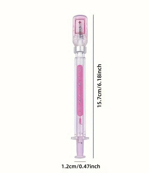 2Pcs Syringe Gel Pens Novelty Fun Ballpoint Nurse Doctor Student Gift