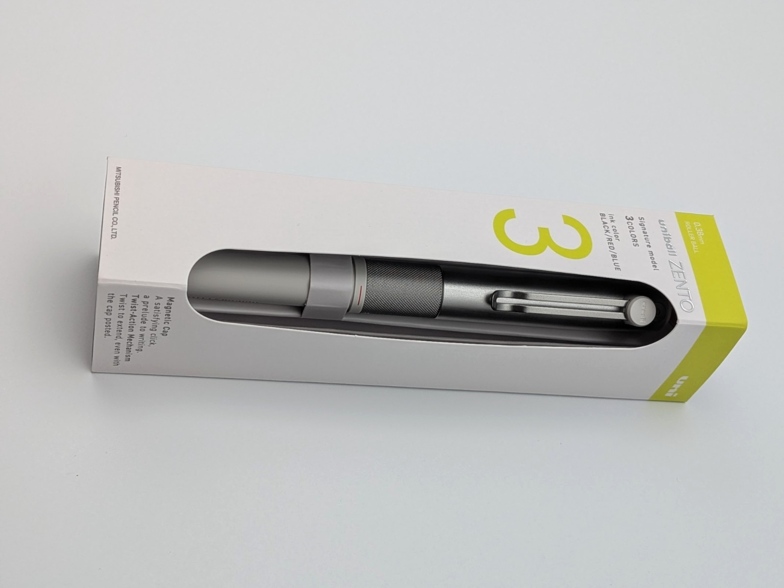 Mitsubishi uniball ZENTO Signature Model 3 Color Ballpoint Pen Silver 0.38mm