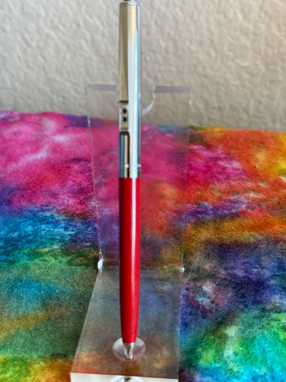 VTG 90s RED Paper Mate Double Heart Profile Ball Pen Slim Grip Mexico Blue Ink