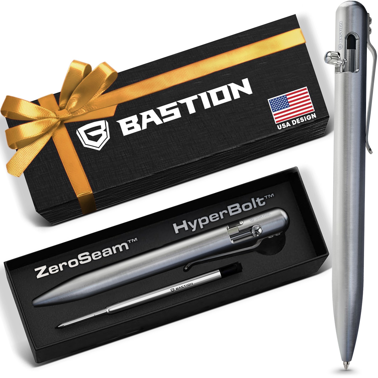 Bastion Bolt Action Pen Stainless, Carbon FIber, Aluminum, Zirconium, Titanium