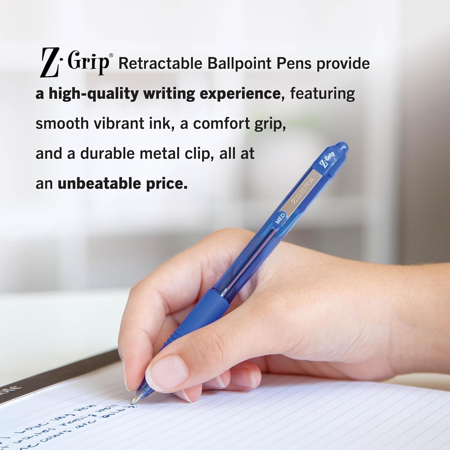 Ballpoint Pen Metal Plastic Blue Ink 1.0mm Medium Retractable 24-Pack