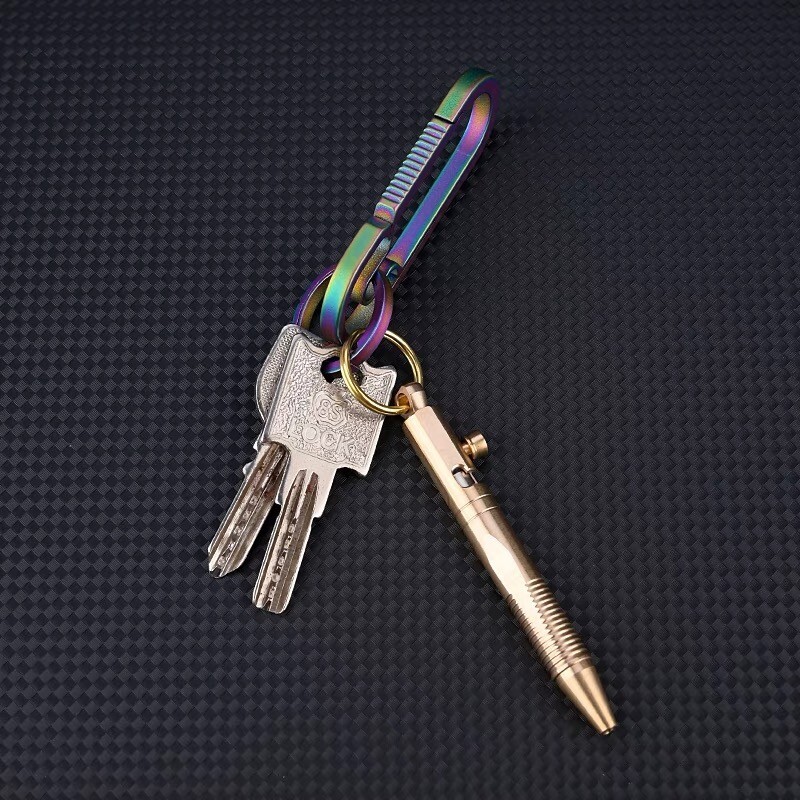 Mini Pocket Keychain Brass Bolt Action Ball Pen Outdoor EDC Tool Gift