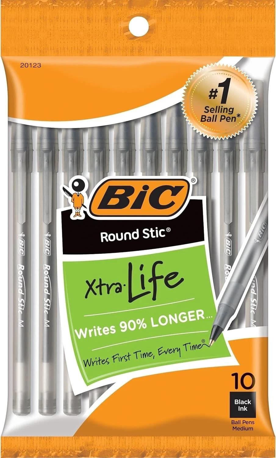 Pack of 10 Ballpoint Pen – Black Ink Ball Point Pens for Office Writing School
