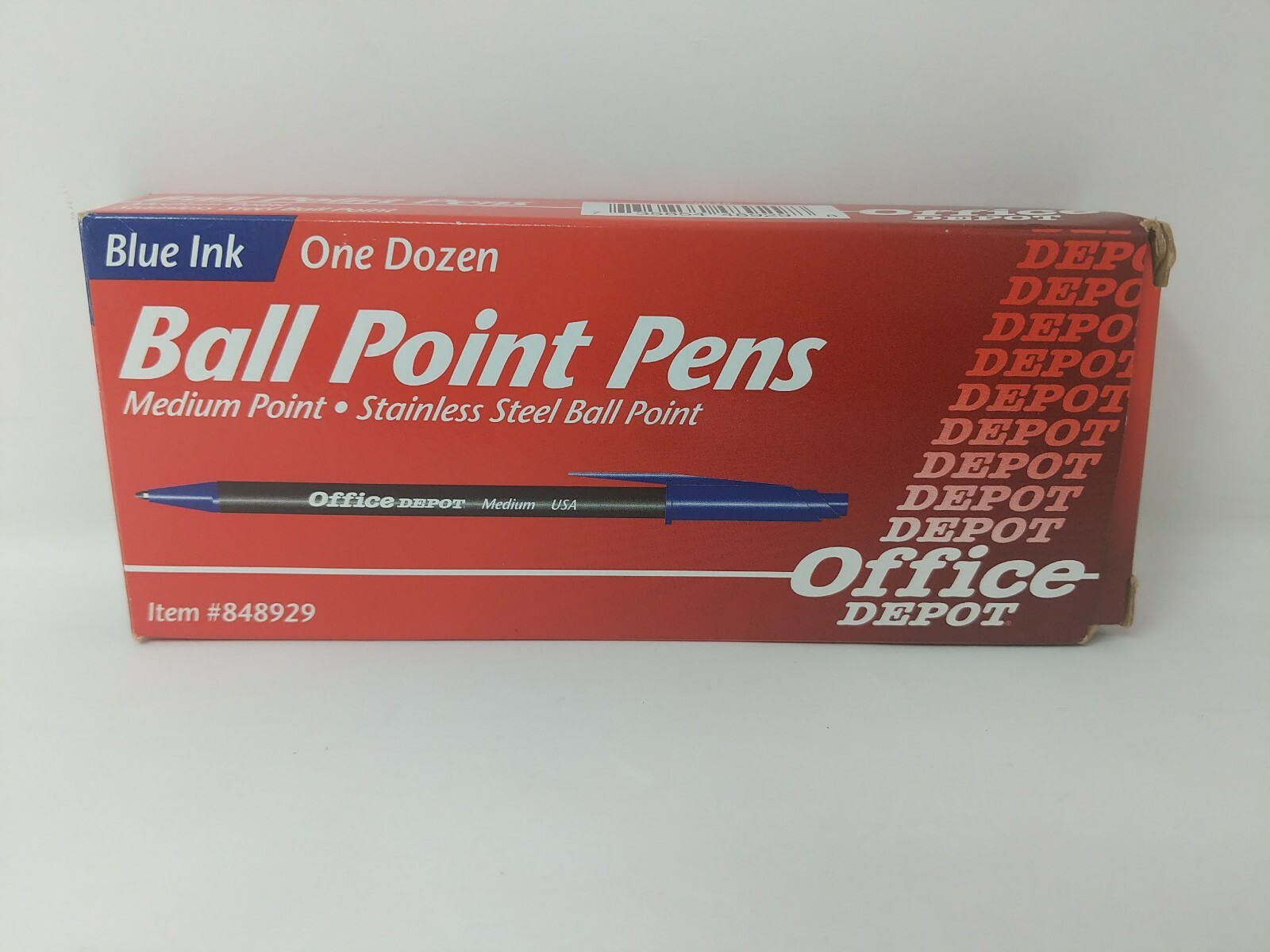 DRY Office Depot 1996 Ball Point Pens Blue Ink Made in USA VTG 1990s Office Prop