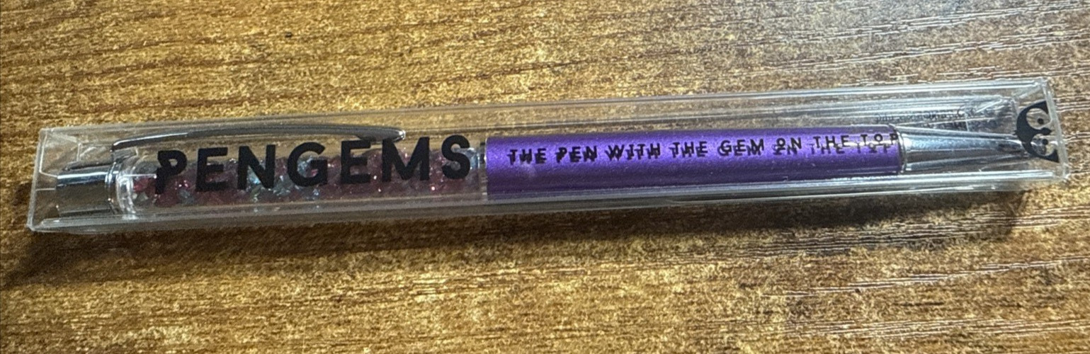 PenGems Pen with Gem – w/ Colored crystals & BOX Purple