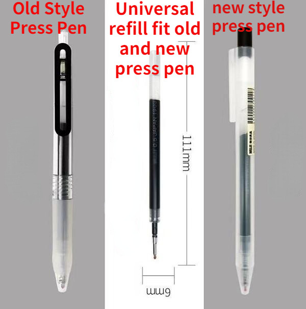 10Pcs Muji Gel Ink Ballpoint Press Pen Refills Black/Blue/Red 0.5mm Pen Refills