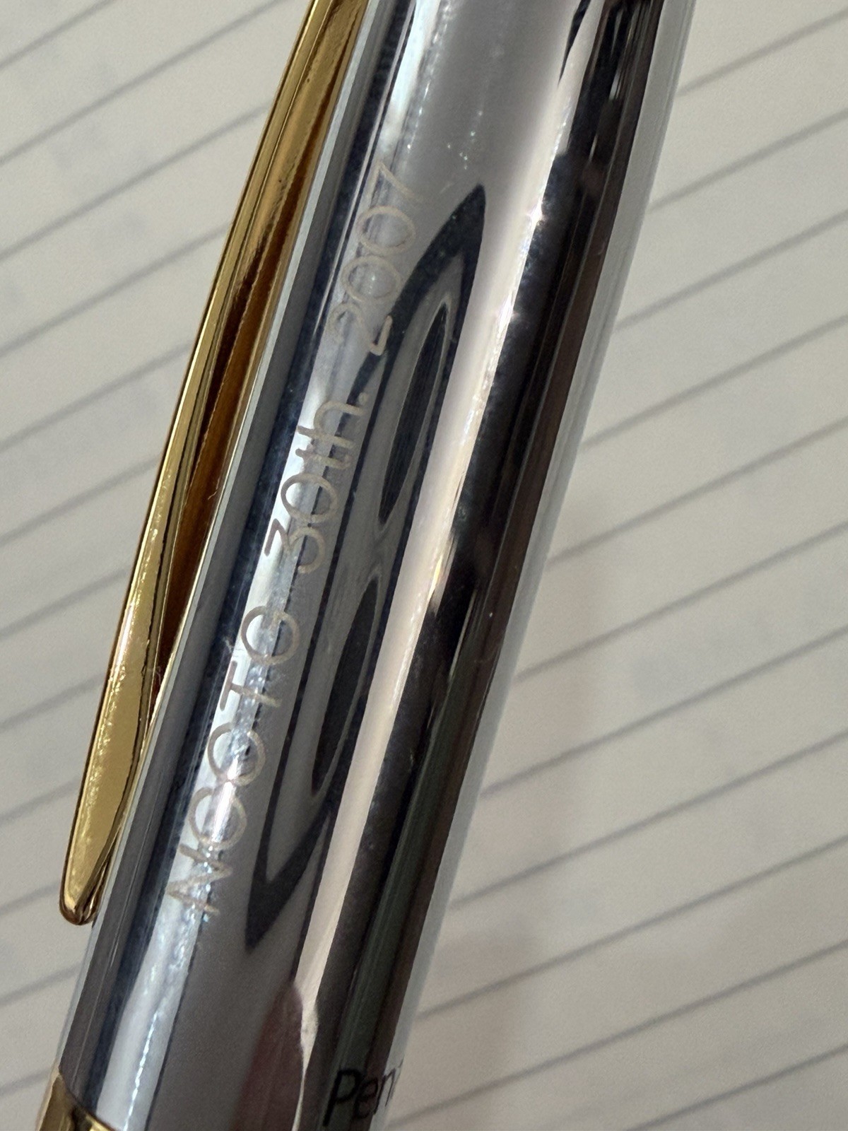 PENATIA LEXINGTON CHROME Gold BALLPOINT NCCTG 30th 2007 LOGO -writes -USA Seller