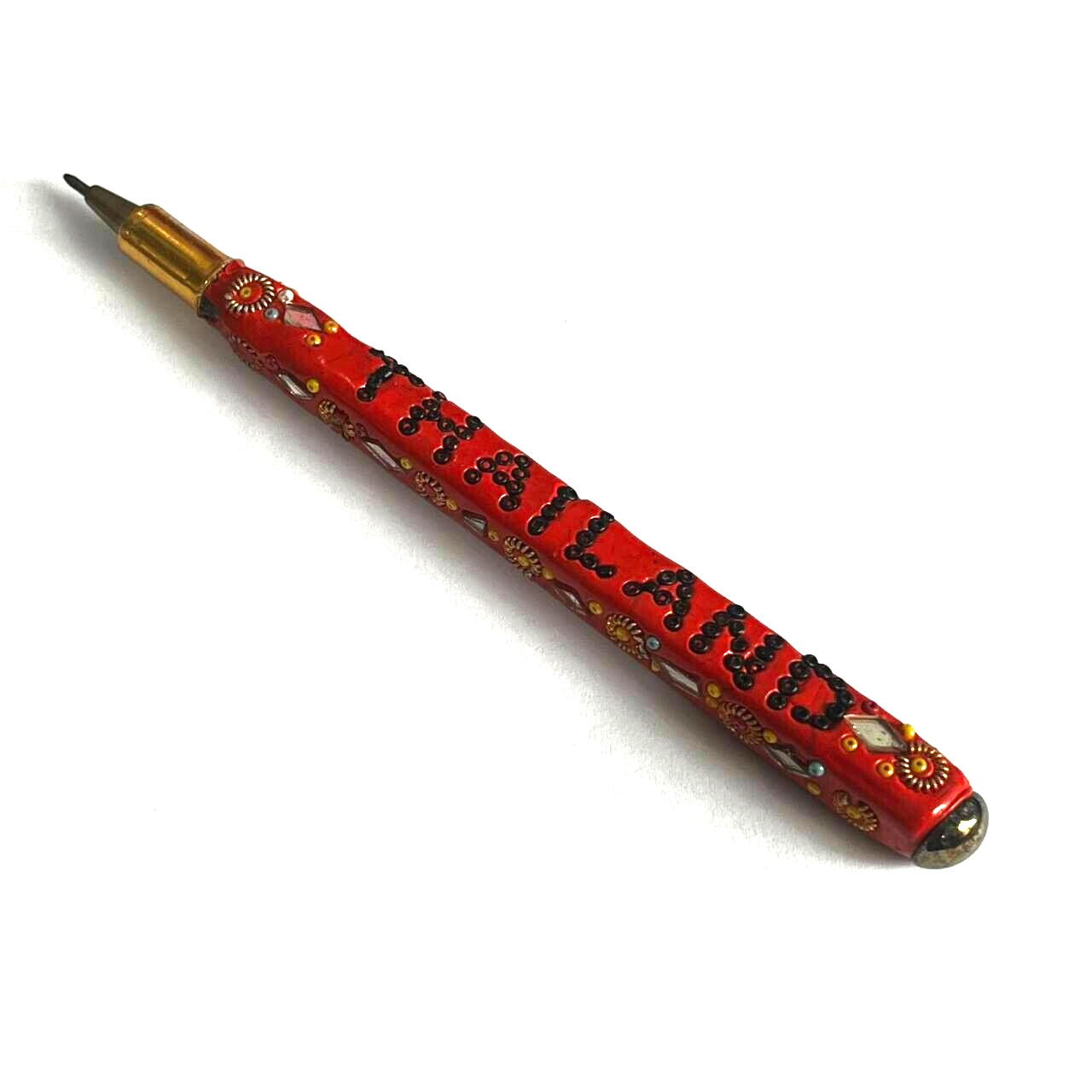 Vintage Rare Bangkok Handmade Beaded and Diamond cut mirrored Ballpoint Pen