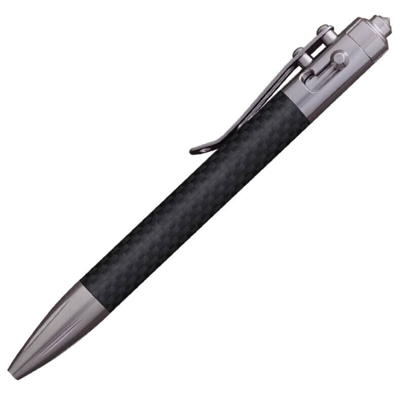 Titanium Carbon Fiber Ballpoint Pen Bolt Action Signing Writing Pocket Pen EDC