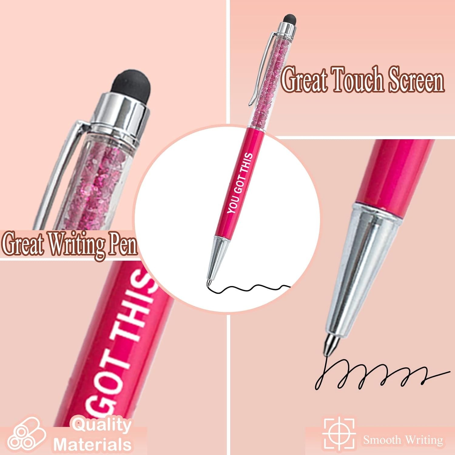 12Pcs Crystal Stylus Pens Motivational Ballpoint Employee Gift Set