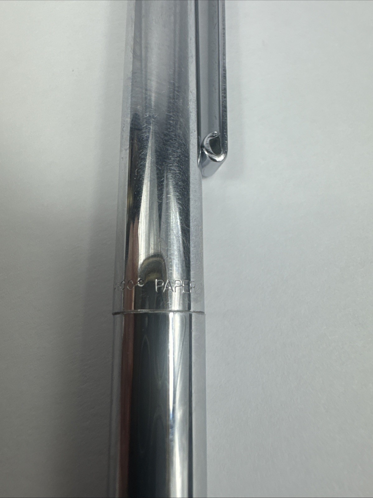 Vintage PAPER MATE Profile Slim Grip Ballpoint Pen Shiny Chrome Made In Mexico