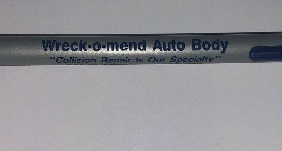 Vintage WRECK-O-MEND AUTO BODY MEXICO MO Advertising Ballpoint Pen NO Ink