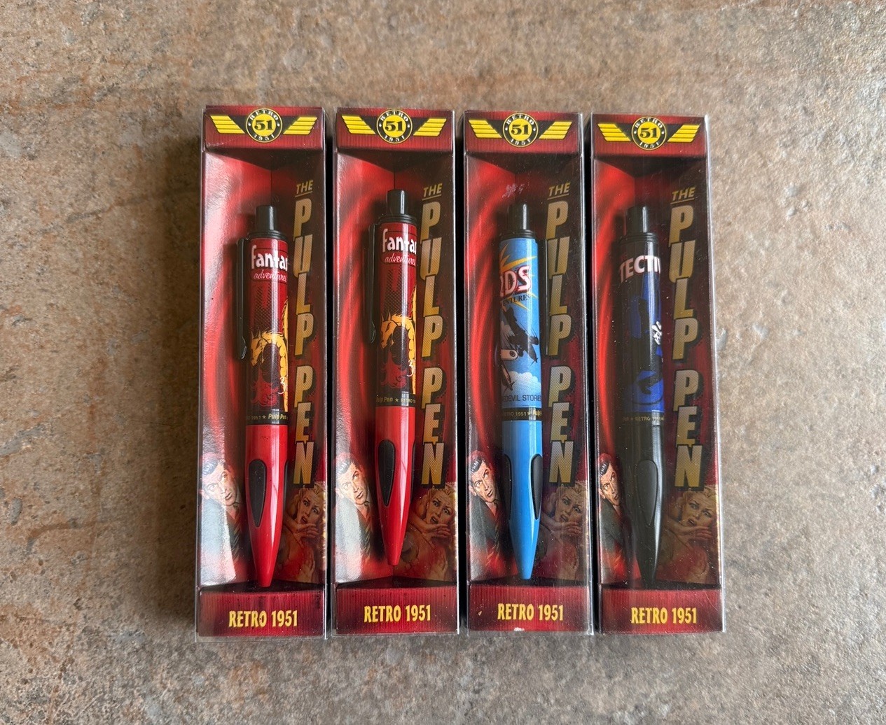 Vintage Retro 51 Pulp Pen Red Black Blue Ballpoint Pen In Box