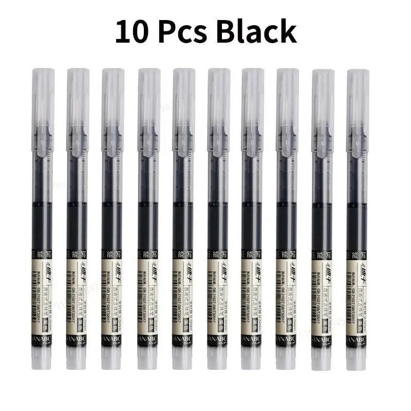 10pcs 0.5mm Gel Pens Needle Tip Smooth Ink School Office Stationery