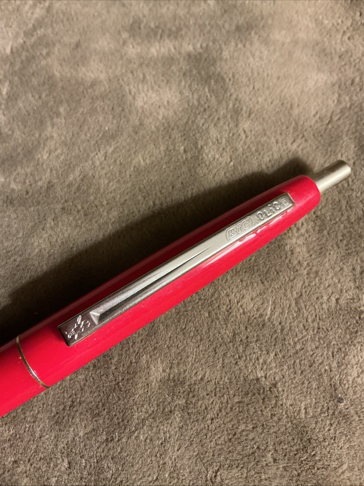 1960S Red Plastic Writing Pen BIC CLIC With Shirt Clip Does Not Write