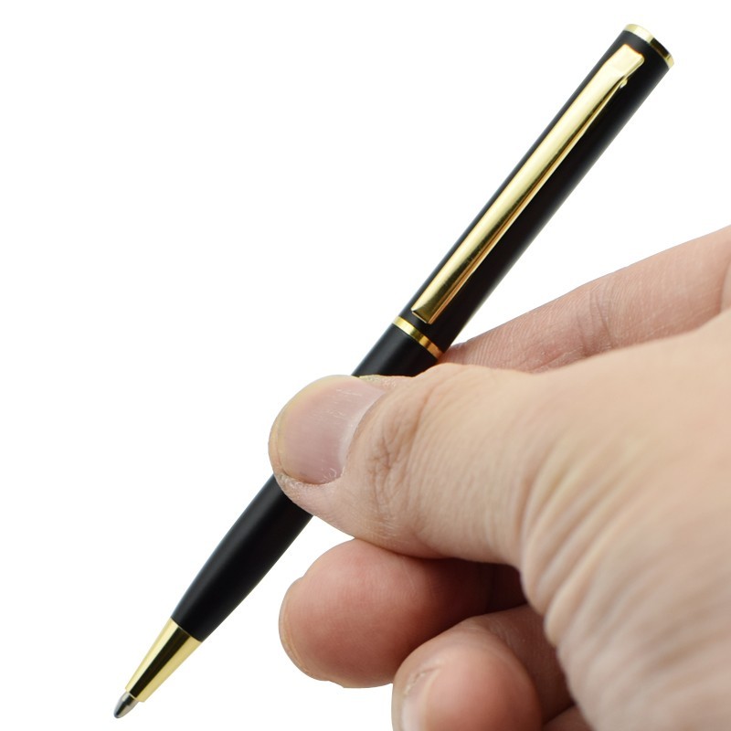 Mini Metal Twist-Activated Ballpoint Pen -Pocket-Sized 0.7mm Fine Black Blue Ink
