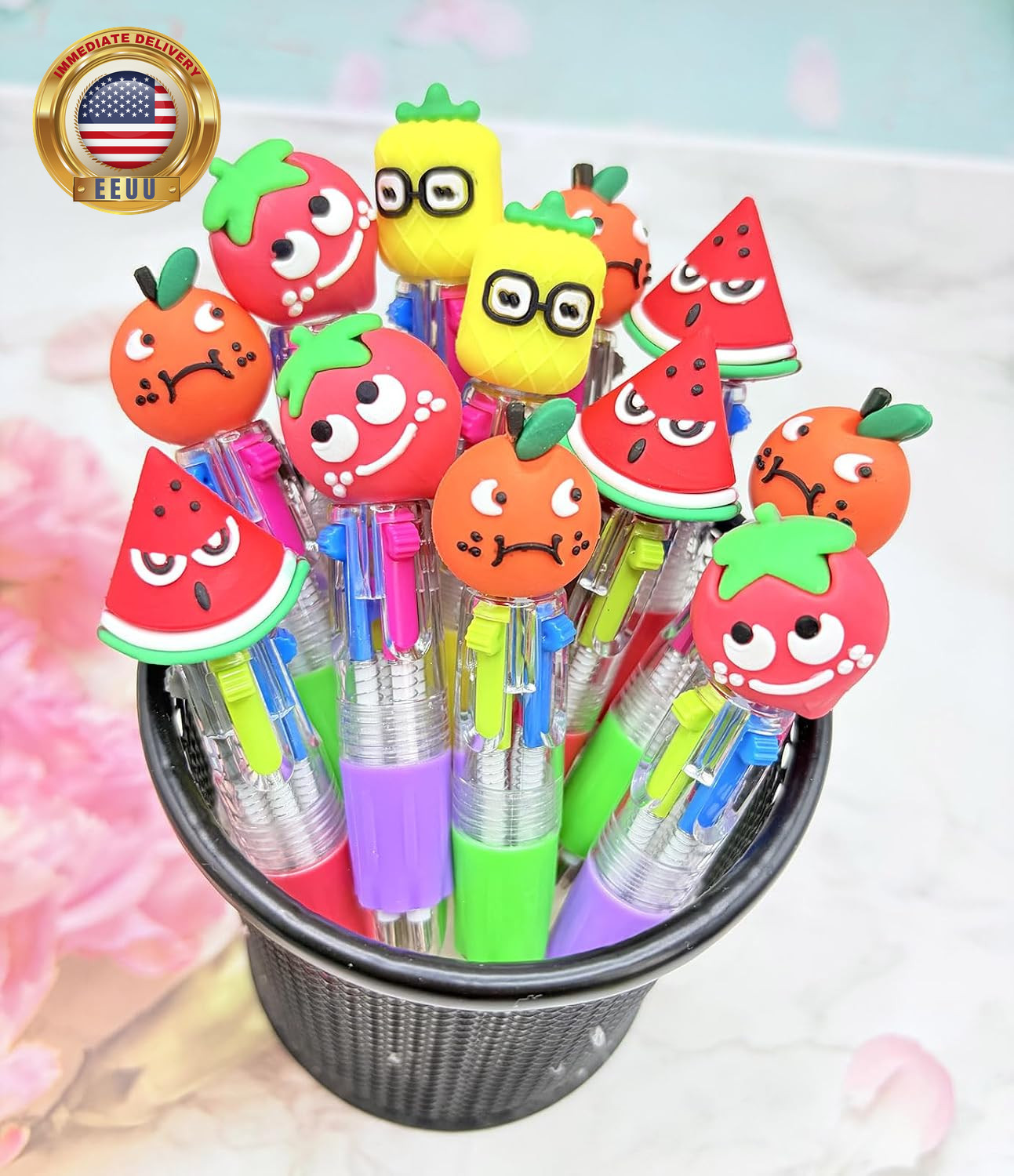 Mini Fruit Multicolor Pen in One 4-In-1, Bulk Strawberry Avocado Pineapple Assor