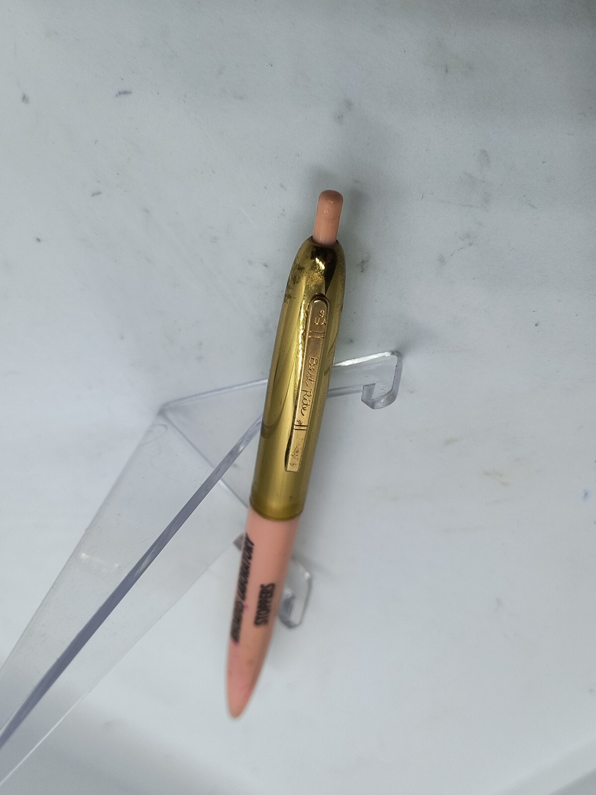Vintage Best Rite 1950’s Ballpoint Pen Pink With Gold Cap, Rare. Ink Dry.