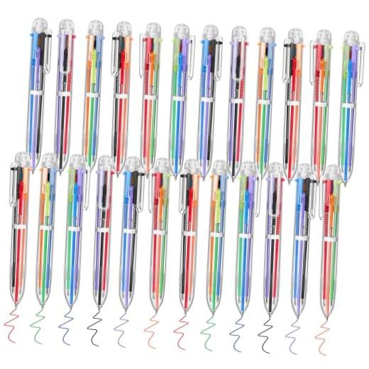 Pieces Multicolor Ballpoint Pens 0.5 mm 6 Colors Transparent Barrel 24