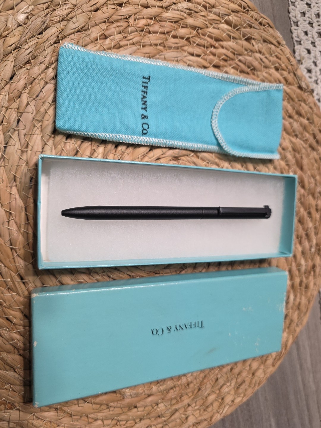 Tiffany & Co. Pen T Clip Black Enamel Sterling Silver 925 Clip Replace Ink NIB