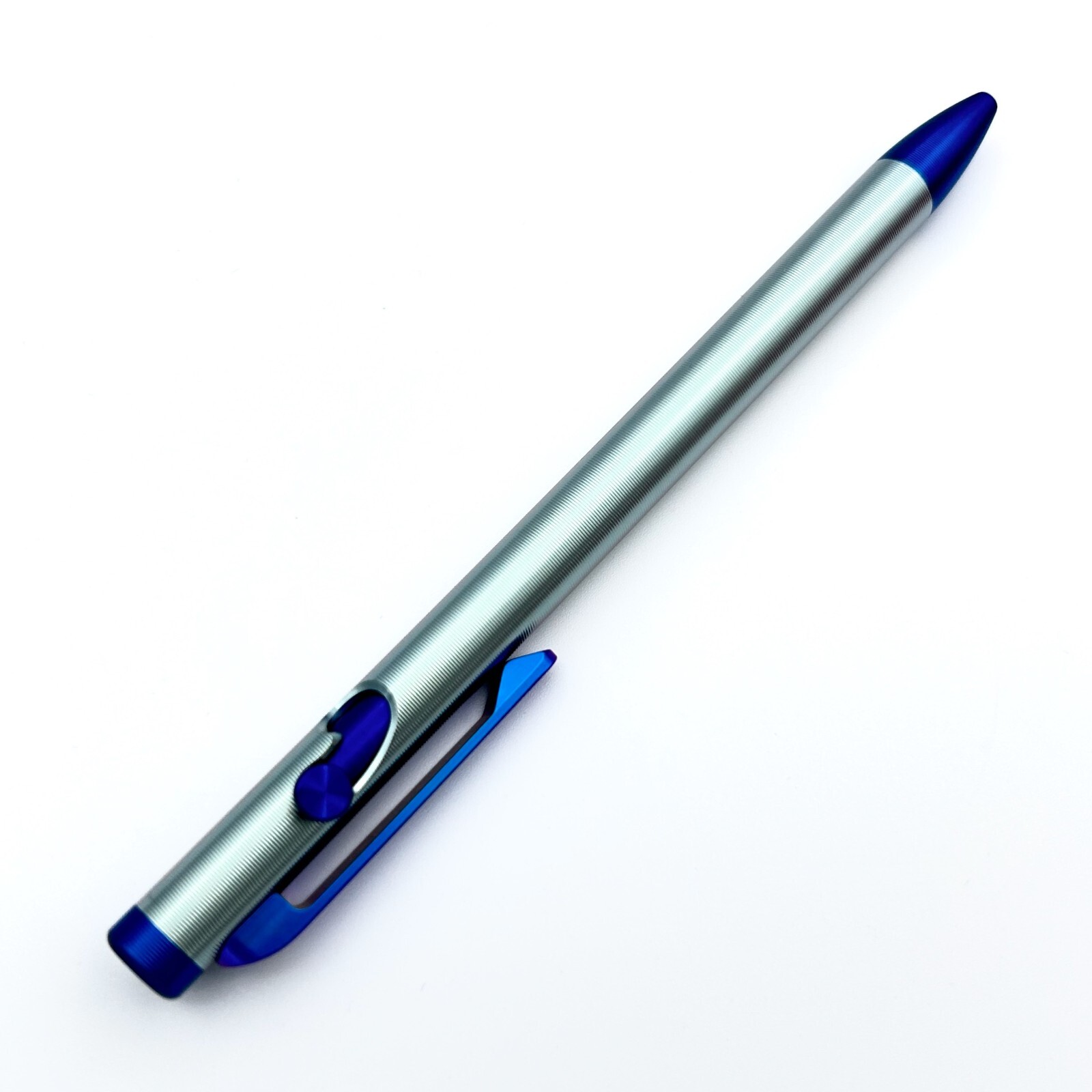 Tactile Turn – Titanium Slim Bolt Action Standard Size Pen Custom Blue & Grey