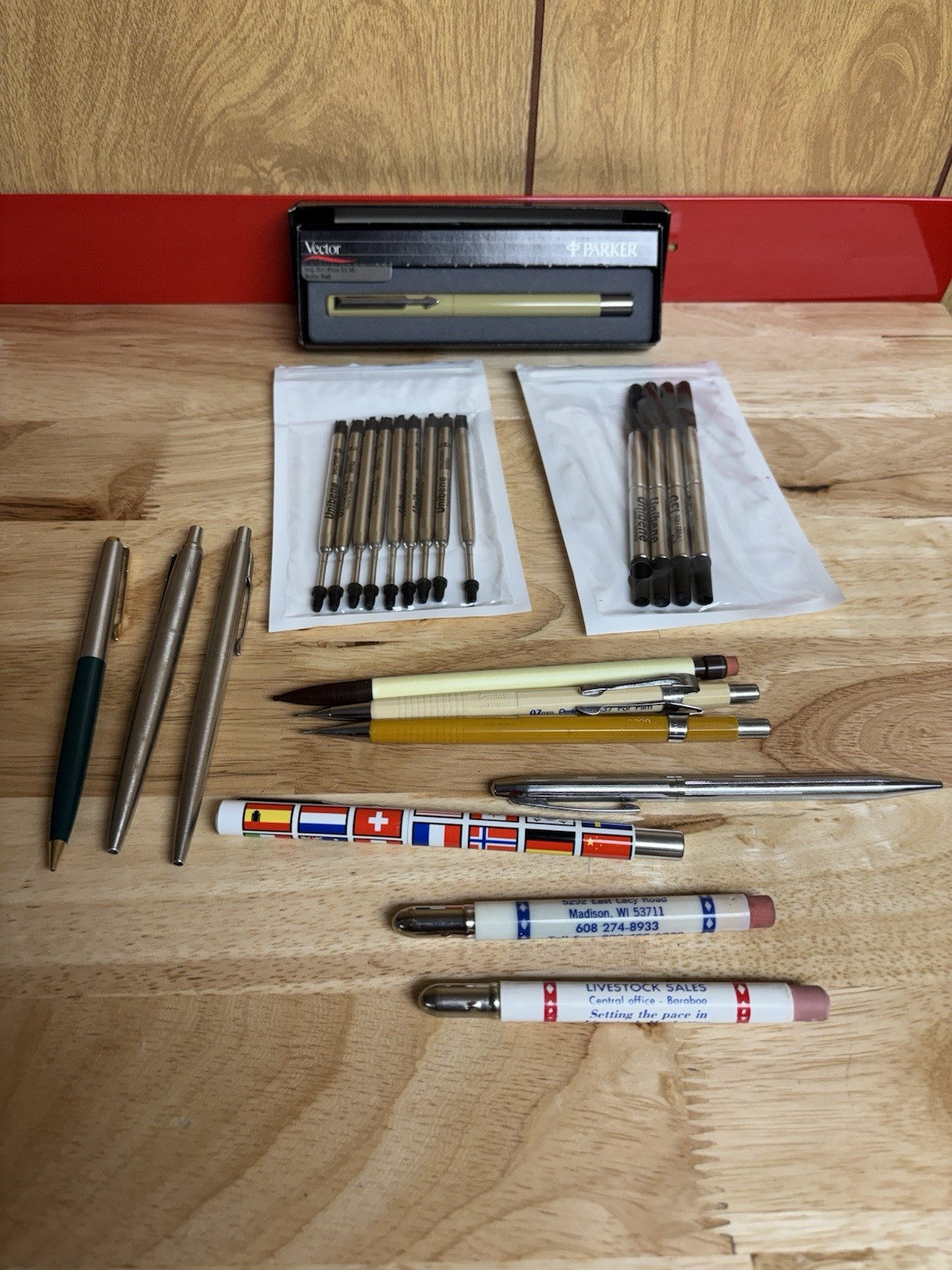 Vintage Pen Pencil Parker Bic Pentel Refills Advertising mixed Lot