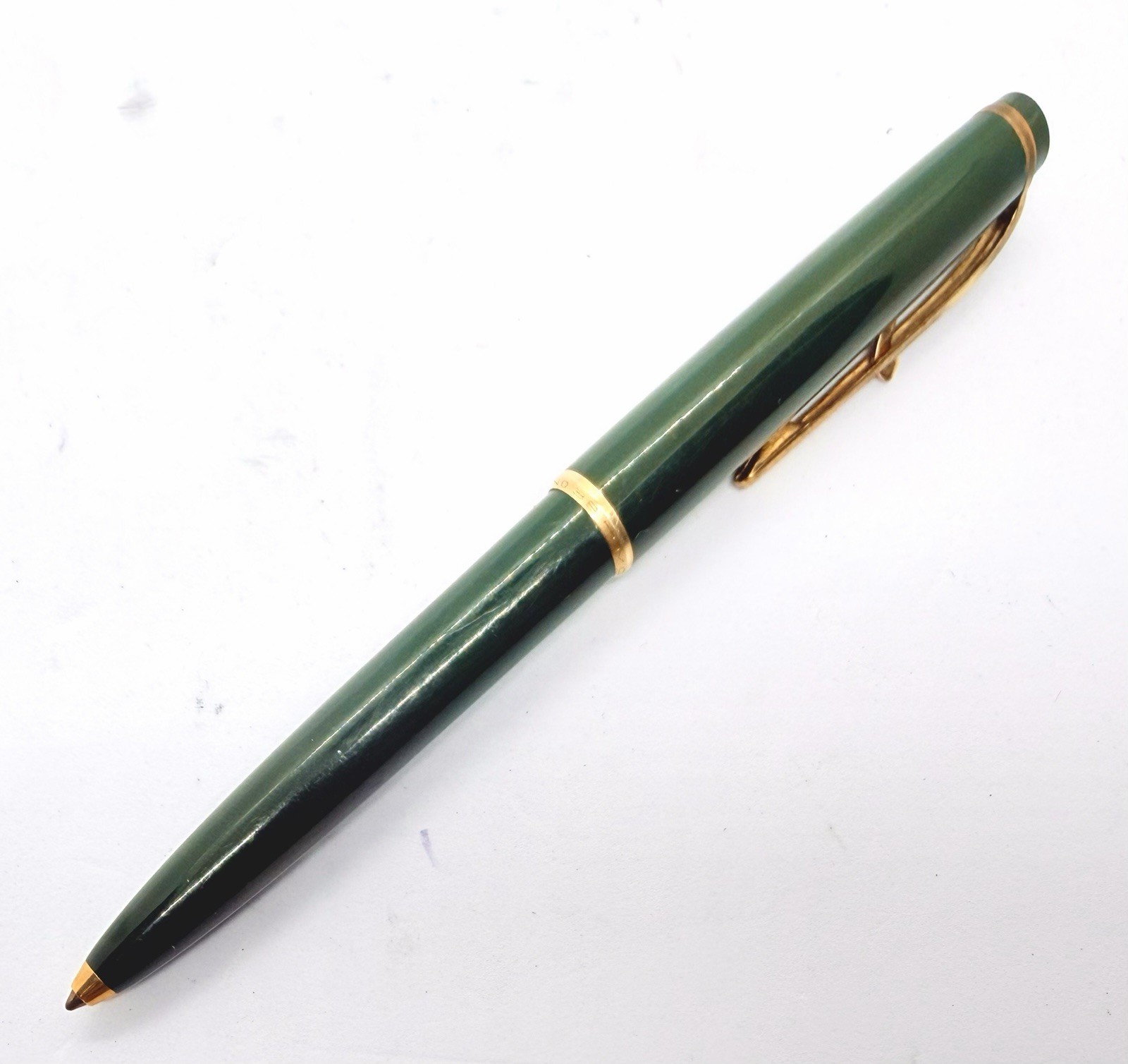 Montblanc 38 Lever Dark Green Ballpoint Pen Full Functional Gold Trim Trigger