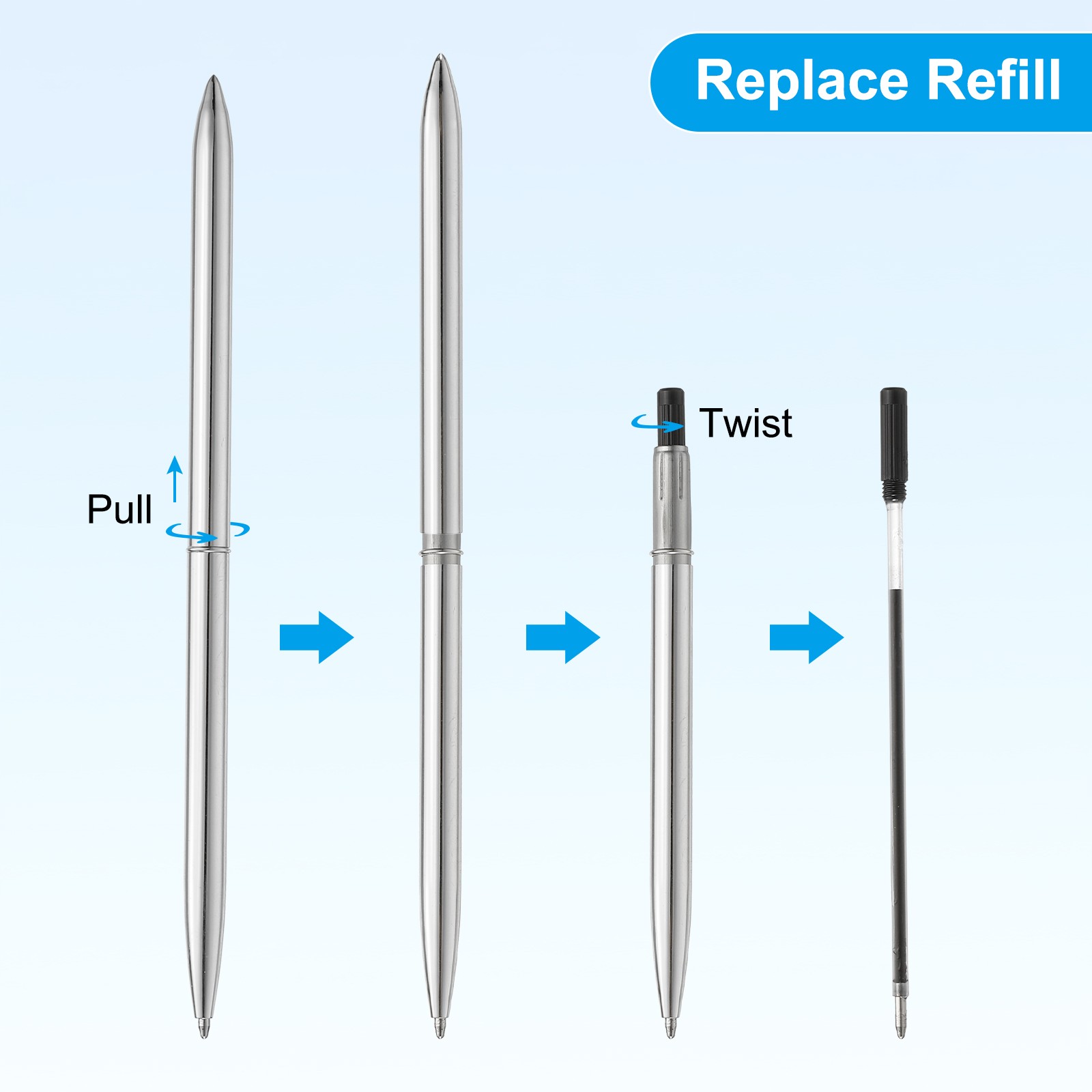 Slim Metallic Ballpoint Pen, 12Pcs Writing Pens, Silver