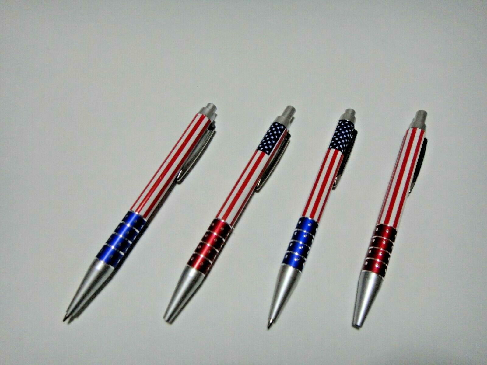 24X-BLACK Ballpoint American Flag Ink Pen w. silver clip US Seller