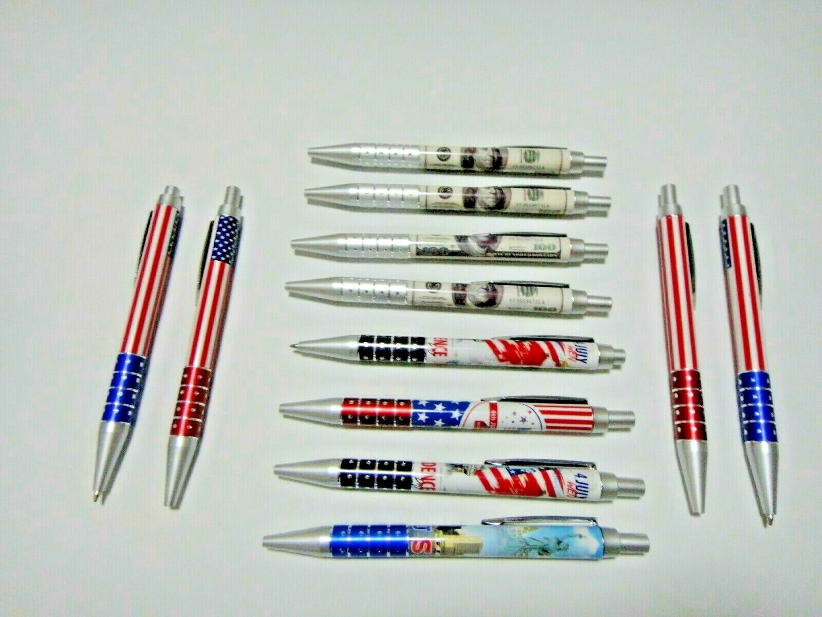 12X-Black Ballpoint pen $100 Bill New York Landmarks American Flag US Seller