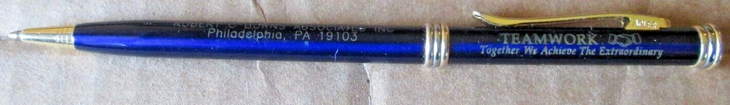 ADLER TWIST ADVERTISING BALLPOINT PEN «TEAMWORK» «ROBERT C. BURNS ASSOC. PHILA.