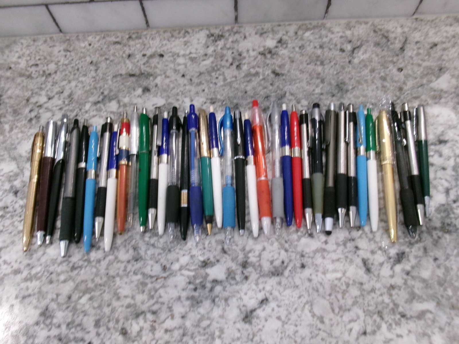 Mixed Lot Of 36 Vintage Pens, Various Brands/Colors, New/Used