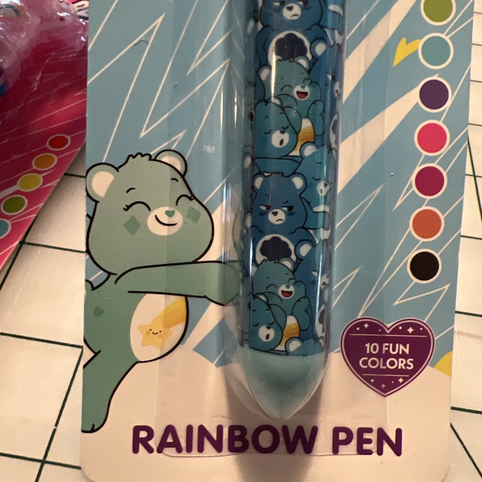 New Care Bears Rainbow Pen Set of 2 Pens with 10 Ink Colors Each