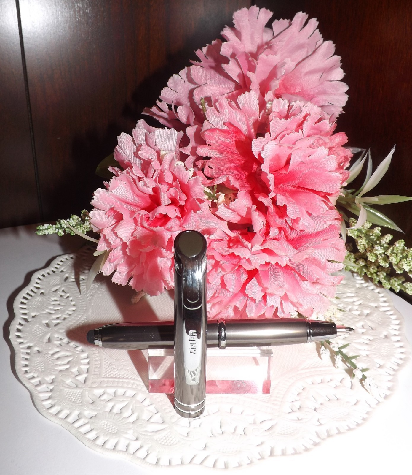 3 in 1 Medina Lighted Tip Gunmetal LED Flashlight Pen by Adler (HIGH QUALITY)