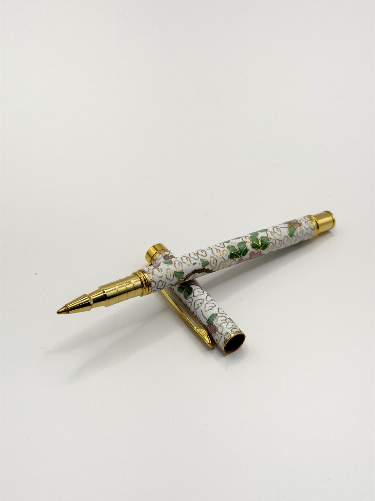 Vintage Cloisonne Enamel Ballpoint Pen – Floral Design