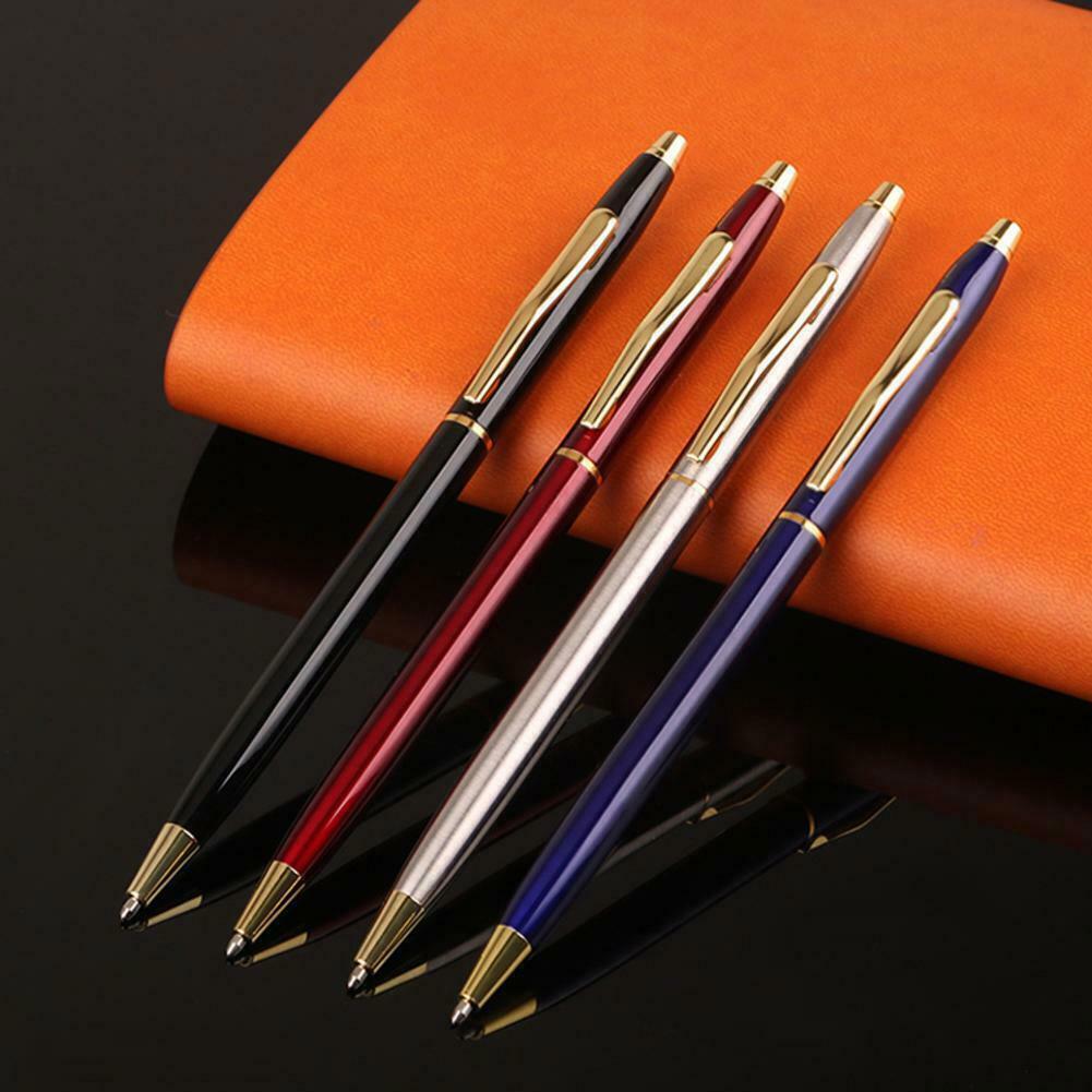 Luxury Full Metal Ballpoint Pen 1mm Black Ink Gel Pen Stationery Office Student