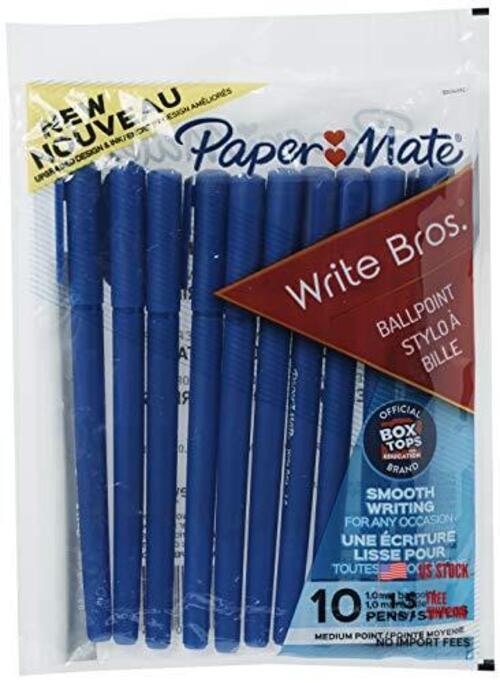 Paper Mate Write Bros Ballpoint Pens 10 Count (Pack of 1) Blue Medium Point