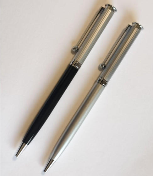 [Set of 2] Mercedes-Benz Ballpoint Pens Logo Engraved Silver/Black ship From JP