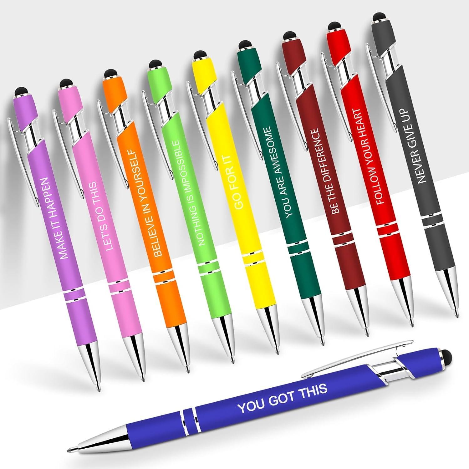 10 Pcs Inspirational Pens – Motivational Ballpoint Pens Bulk with quotes Stylus